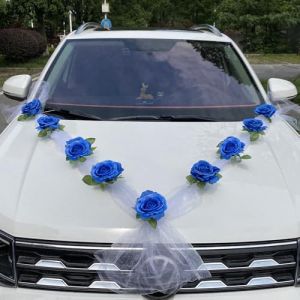 D&eacute;coration de voiture de mariage, ensemble de d&eacute;coration de voiture de mariage, guirlande de mariage pour voiture, d&eacute;coration florale pour voiture de mariage, ensemble de d&eacute;coration DIY en mousseline (CHEXI, neuf)