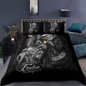 Housse de Couette 200x220 Punk, Parure de Lit 2 Personnes pour Lit 180x200, Housse Couette 200x220 Imprimée Moto DéMon Magique, Ensemble de Literie Ultra Doux avec 2 Taies d'oreiller 65x65 cm, Z07 (Wangfh(Housse de Couette & Couette Imprimée), neuf)