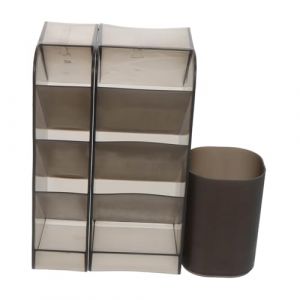 POPETPOP 3 pi&egrave;ces Bo&icirc;te de Rangement Bureau Transparente Support Multifonction pour Pinceaux Maquillage Rouges &agrave; et Accessoires Grand Volume Organis&eacute; (Riser Treasure, neuf)