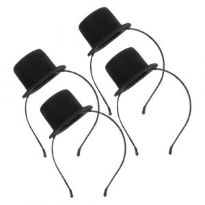 VALICLUD Lot de 4 Mini Serrage-T&ecirc;tes Chapeau Haut-de-Forme Vintage Noir Accessoire de T&ecirc;te Ann&eacute;es 20 pour F&ecirc;te Carnaval et &Eacute;v&eacute;nement &agrave; Th&egrave;me Serrage-T&ecirc;te Bibi L&eacute;ger et Confortable (MOUBACK, neuf)
