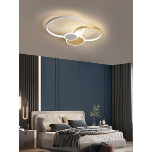 JIUJIUCC Plafonnier led anneaux modernes plafonnier de salon cercle rond plafonniers de chambre luminaire 3000k-6000k dimmable avec t&eacute;l&eacute;commande plafonnier d'int&eacute;rieur de restaurant (Or,4 t&ecirc;tes) (xiangchengxianlinglongdianshangyouxiangongsi, neuf)