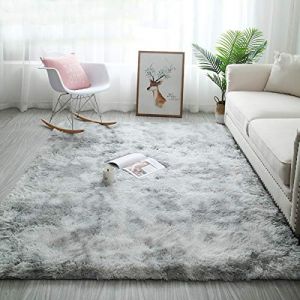 Tapis Chambre Shaggy Tapis Pour Salon Tapis De Sol Grand pour Couloir Soft Tapis à Poils Longs Moelleux Tapis Antidérapant Intérieur Moelleux Pour Salon Chambre Enfants(Gris blanc,185*185cm) (kinganda-EU, neuf)