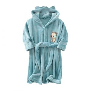 Peignoir &agrave; capuche avec ceinture pour enfants - Doux - Chaud - En polaire - Pour l'hiver - Pour gar&ccedil;ons et filles - Longueur genou - Peignoir de bain, Vert, 13-14 ans (TIREOW, neuf)