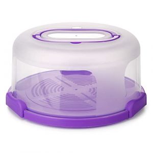 Spesh Boite à Gâteau Portable en Plastique Récipient à Gâteau de 10 Pouces avec Couvercle Boite a Gateau Ronde Transport avec 3 Pinces - Ø 30xH 15 cm(Violet) (Spesh-eu, neuf)