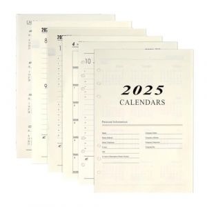JALEVID Agenda semainier 2025, format A5, 6 trous, 176 pages, recharge de calendrier mensuel, organiseur personnel 2025, papier de recharge pour planificateurs, agendas, projets de bricolage, janvier (SHENZHENSHI AOYI DIANZISHANGWUYOUXIANGONGSI., neuf)