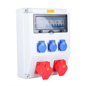 Coffret &Eacute;lectrique de Chantier Triphas&eacute; 400V, Coffret de Distribution &Eacute;lectrique Industriel avec Disjoncteur Diff&eacute;rentiel 63A, Prises Industrielles 16A et 32A, Usage Professionnel BTP (THOKIF, neuf)