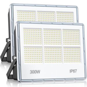 300W Projecteur LED Ext&eacute;rieur - 2 PACK 30000LM 480 LEDs Super Luminoso Bianco Spot LED Ext&eacute;rieur, Eclairage Exterieur &Eacute;tanche IP67, 7000k Blanc Froid Lampe Exterieur pour Garage, Cour, Rue, Stade (jintenger, neuf)