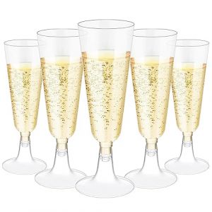 Sitayakuma Coupe de Champagne, 25 Pièces Flute Champagne Plastique Reutilisable, Gobelet Verre a Biere Vin Cocktail pour Fêtes De Douche D'anniversaire Mariage Jardin - 150ml (JTcymstore, neuf)