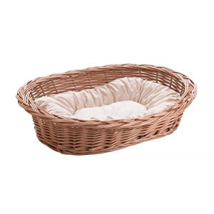 Wiklinowy Świat - Lit en panier en osier pour chien et chat, lit en osier pour animaux de compagnie - Naturellement chaud, respirant et &eacute;l&eacute;gant - Diff&eacute;rentes tailles 75x53x17cm - Coussin cr&egrave;me clair (wiklinowy-swiat, neuf)