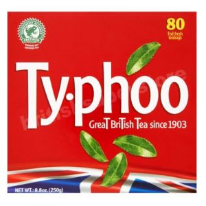 Kajal Typhoo Th&eacute; noir 80 sachets de th&eacute;, 250 g - Th&eacute; noir de qualit&eacute; sup&eacute;rieure, go&ucirc;t intense, boisson chaude rafra&icirc;chissante, th&eacute; anglais (Masala Wala, neuf)