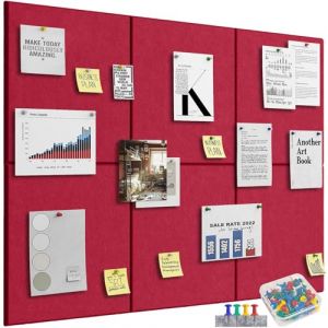 Kongming Lot de 6 tableaux d'affichage autocollants en feutre - Tableau d'affichage avec 40 punaises - Tableau d'affichage de 9 mm d'&eacute;paisseur - 30 x 30 cm - Grande d&eacute;coration murale pour photos (Kongming Direct, neuf)