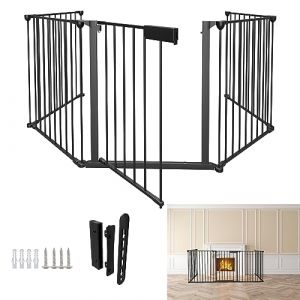 Izrielar Barri&egrave;re de s&eacute;curit&eacute; pour chemin&eacute;e avec porte, 310 cm, Barri&egrave;re de s&eacute;curit&eacute; pour animaux, Barri&egrave;re de s&eacute;curit&eacute; m&eacute;tallique pour b&eacute;b&eacute;, S&eacute;curit&eacute; pour enfants, Comprend 5 &eacute;l&eacute;ments, Barri&egrave;re de (JinShing, neuf)