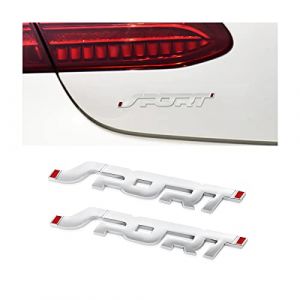 JNNJ 2 Pièces 3D Métal Autocollant Voiture, Emblème Sport, Lettres Digitals Emblème Refitting Trunk Logo Stickers, Universal pour Voiture, Moto Vélo De Voiture Style Accessoires Décoratifs(Argent) (KJHmaoyi, neuf)
