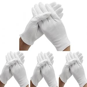 Lot de 24 gants (12 paires) en coton blanc pour hydrater les mains s&egrave;ches les cosm&eacute;tiques, l'ecz&eacute;ma, le spa et l'inspection de pi&egrave;ces de monnaie, gants de contr&ocirc;le, gants de service, gants hydratants (LUCKYMALL, neuf)