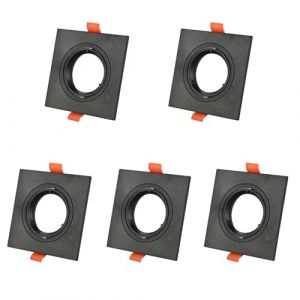 Jandei - Pack x5 Spot Cadre Anneau Orientable Encastrable au plafond pour GU10 / MR16 Enjoliveur noir Découpe 75 mm 90 x 93 x 45 mm sans LED (Carré orientable) (Jandei Led, neuf)
