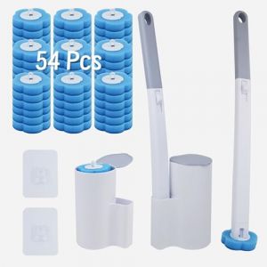 lompyeu Brosse WC Jetable, Suspendu Brosse Toilettes WC avec 54 T&ecirc;tes de Rechange + 2 Pcs Brosses WC et Supports Balai Toilettes pour Toilette, Toilette, Salle de Bain, WC (lompyeu, neuf)
