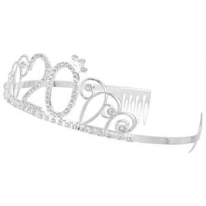 Beaupretty Couronne d'Anniversaire en Strass Argent&eacute;e 20 Ans Tiare pour Femme Accessoire Cheveux F&ecirc;te Diad&egrave;me L&eacute;ger et Confortable Pr&eacute;sent Anniversaire et D&eacute;coration F&ecirc;te (kiLIHK, neuf)