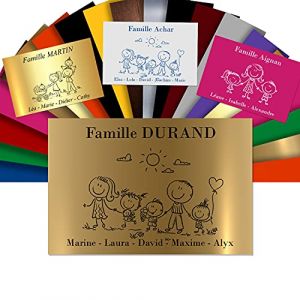 Plaque Bo&icirc;te aux Lettres Family Personnalisable &ndash; Adh&eacute;sive PVC &ndash; Motif D&eacute;co de Famille au Choix &ndash; 12 x 8 cm (Or Antique M&eacute;tallis&eacute;) (GRAVURE ET COMPAGNIE, neuf)