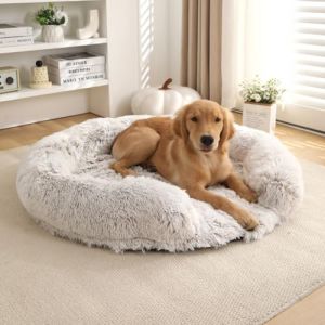 Panier Chien Orthopédique Taille XXL,Lit pour Chien Dehoussable,Coussin Chien Lavable,Canapé pour Chiens & Chats,Tissu Peluche Doux,Base antidérapante,Soft Tapis Matelas (Café Ombré,90CM) (yunlai, neuf)