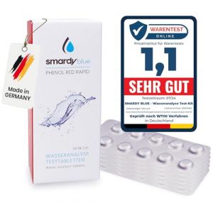 smardy 60 Comprimés de Test Rapide Phénol Rouge (Test de Valeur du pH) Analyse de la Qualité de l'Eau Comprimés de Réactif (Phenol Red) pour Piscine d'Aquarium d'Eau Potable (A & B GmbH, neuf)