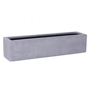 VIVANNO Bac à Fleurs Bac à Plantes en Fibre de Verre FLOBO Aspect béton Gris - 15x80x17 cm (AE Trade, neuf)