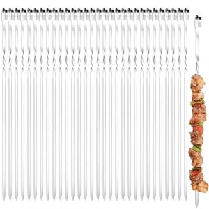 Gxlaihly 30 Pièces Brochette inox, 40 cm Brochettes pour Barbecue, 40cm Brochettes de kebab, Réutilisables Brochettes Inox, pour Bœuf, Barbecue, Légumes et Poisson (A-40CM) (Nanyuqing, neuf)
