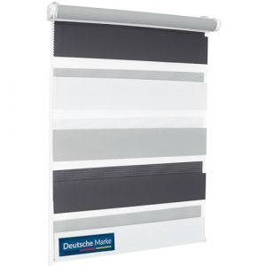 TEXMAXX Store Enrouleur sans percage - 60 x 100 cm en Noir-Gris-Blanc/Store Jour Nuit sans percage/volet Interieur fenetre sans percage - Accessoires Inclus (Texmaxx, neuf)