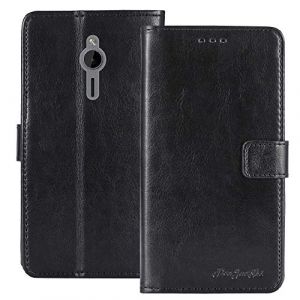 TienJueShi Noir Flip Book-Stand Cuir Housse Coque Etui Cas Couverture Protecteur Case Cover Skin pour Nokia 230 2.8 inch (TienJueShiuk, neuf)