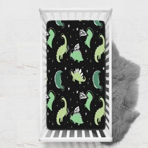 Odot Drap Housse pour Lit de B&eacute;b&eacute;, Impression de Dinosaure Draps Housses Enfants Respirant Douce Extensible Prot&egrave;ge Matelas pour Lit B&eacute;b&eacute;, Berceau, Lit Parapluie (Noir,65x95 cm) (Odot, neuf)