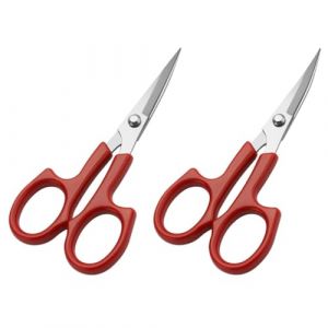 minkissy 2 Pièces Ciseaux soin du visage sourcil trousse cosmétique Gel eyebrow scissors red roux tondeuse à barbe tondeuse pour les poils du visage outil de beauté Acier inoxydable rouge (Prettbeauty, neuf)