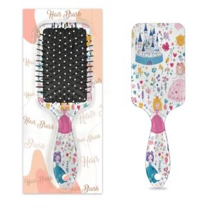 Entemne Brosse &agrave; cheveux pour femmes, hommes, filles, gar&ccedil;ons, mignon, motif princesse floral, brosse de massage pour cuir chevelu, peigne &agrave; coussin d'air pour cheveux secs et mouill&eacute;s, d&eacute;m&ecirc;lant (HHengY, neuf)