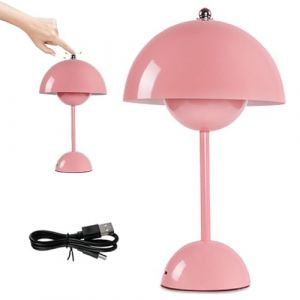 Dhqkqg Lampe De Table LED Sans Fil Rechargeable, Lampe Champignon Tactile à Intensité Variable,Lampe De Bureau Moderne Et Créative En Forme De Champignon,Lampe De Chevet Pour Chambre à Coucher (Rose) (QiXinDianZi, neuf)