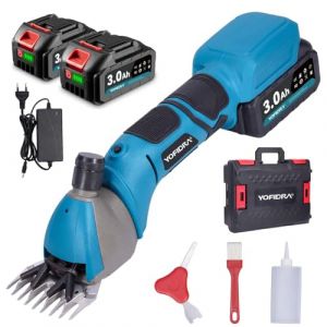 Yofidra Tondeuse à moutons sans fil 800 W - Tondeuse Mouton électrique professionnelle avec moteur sans balais, 3000 tr/min, 2 batteries de 3000 mAh, griffe réglable, pour moutons, alpagas et chèvres (Yofidra, neuf)