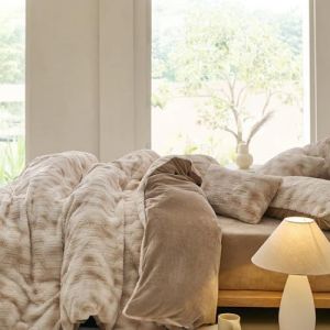 Sedefen Housse de Couette Peluche 140x200cm Brun Flanelle Furry Fuzzy Fur Hiver Doux Parure de lit 1 Personne Réversible Housse de Couette et 1 taie d'oreiller 65x65cm (ArvinBoutiques, neuf)