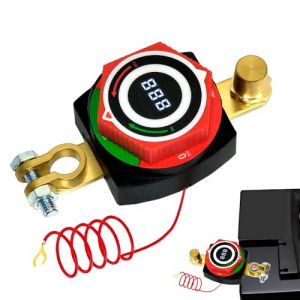 Coupe-batterie avec indicateur de tension, interrupteur CC 5-80 V avec voltm&egrave;tre, coupe-batterie de voiture, interrupteur de coupure &eacute;tanche, pour voiture, moto, bateau, caravane, yacht (JINGSHU, neuf)