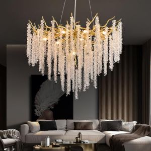 AHXIAOZN Luxe Lampe &agrave; Pendentif en Cristal Rond,Lustre Moderne,Postmoderne Chandelier en Cristal pour salle &agrave; manger, cuisine, salon, chambre, couloir, caf&eacute;, bar(Dor&eacute;,G9*12,80cm) (AHXIAOZN, neuf)