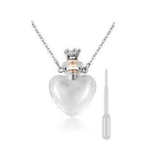 ds. distinctive style Collier en Forme de Fiole de Cœur avec Pendentif Bouteille de Parfum - Collier pour Liquide Commémoratif - Urne Souvenir en Verre pour Cendres (SCSpecial, neuf)