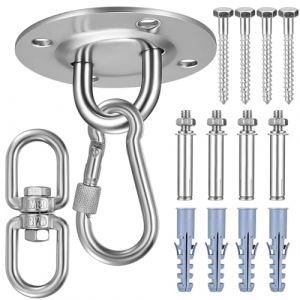Crochet de Plafond en Acier Inoxydable, Support de Sac de Boxe, Crochet de Balançoire Rotatif à 360 Degrés, Fixation de Hamac jusqu'à 400 kg, Supports de Suspension pour Voile Solaire et Tapis de Yoga (PengZheWeiKeJi, neuf)