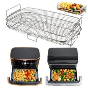 ENSINE Accessoires Air Fryer pour Ninja Foodi FlexDrawer 10,4 L AF500EU, Grille Air fryer Compatible COSORI TWINFRY Dual Blaze 10L – Racks Airfryer 2-en-1 Empilables, Double Niveau, Inox Durable (ENSINE, neuf)