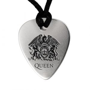 Collier médiator de guitare en argent sterling 925 - Queen - Pendentif médiator de guitare - Gratuit texte personnalisé sur son verso (en option) - Accessoires pour guitares. (PÚASdePLATA., neuf)