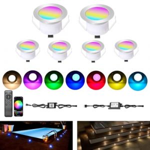 Lot de 6 WIFI Multicolore RGB+Blanc chaud 1.5W &Oslash;61mm Spot Encastrable Exterieur Dimmable Fonctionne Avec Alexa, Google Home,Spots LED Encastrable DC 12V (Favourite LED Lighting, neuf)