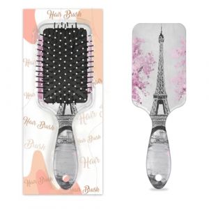 Mexpekil Brosse &agrave; cheveux de massage pour homme et femme - Brosse d&eacute;m&ecirc;lante pour cheveux humides ou secs - Peignes &agrave; coussin d'air doux (Tour Eiffel - Arbre rose) (HSYOYO, neuf)
