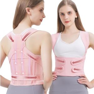 NHQZ 1 Pièces Correcteur de Posture Femme, Ceinture Maintien Dorsale et Épaule Confortable Respirant et Réglable, Ceinture Dorsale Maintien du Dos Droit, Rose (L) (NHQZ, neuf)