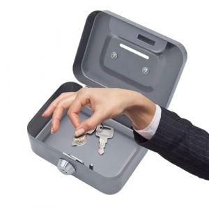 Petite caisse &agrave; cl&eacute; avec serrure - Tirelire en m&eacute;tal, Coffre-fort, Organiseur de monnaie, avec 2 cl&eacute;s, Organiseur de monnaie s&eacute;curis&eacute; avec poign&eacute;e, pour adultes et enfant 4.5" x 3.3" x 2.3" (Congliang, neuf)