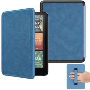MoKo &Eacute;tui Compatible avec 7" Kindle Paperwhite(12e G&eacute;n-2024) et Kindle Colorsoft Signature Edition 2024, &Eacute;tui L&eacute;ger avec Dragonne Auto Wake/Sleep Non pour Kobo Aura 2/Remarkable, Serg&eacute; Vintage Bleu (Amoi Channel, neuf)
