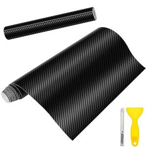 Anpro 2PCS 3D Film Autocollant Adhésif Vinyle En Fibre de Carbone Chaque Rouleau de 1.52m x 0.3m Pour Voiture,Ordinateur,Coque de Smartphone,Moto,Véhicule-Noir (Karlodeng-tech, neuf)