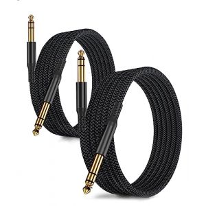 RUXELY Câble Instrument Audio Stéréo 6.35mm (9M/2 Pack) Cordon Tressé en Nylon Jack TRS 1/4 Mâle vers Mâle pour Guitare Électrique,Basse,Clavier,Table de Mixage,Amplificateur,Haut-parleur,Égaliseur (RUXELY STORE, neuf)