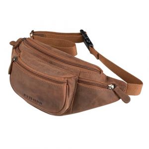 STILORD 'Eliah' Vintage Sac Banane en Cuir Ceinture Réglable Poche Ventrale Sacoche Banane idéal Sport Voyages Quotidien Durable, Couleur:Tan - Marron - Scuro (STILORD Cuir, neuf)