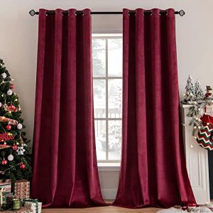 MIULEE Rideaux Velours Bordeaux 117x137 CM Lot de 2, Luxurious Doux Semi-occultant Rideau à Oeillets, Rideau Thermique Isolant Anti Chaleur Velours pour Chambre, Opaque Rideaux Salon Moderne (MIULEE HOME, neuf)