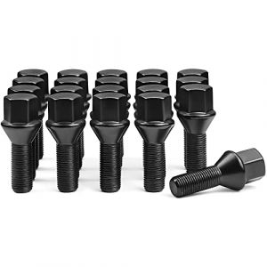 ZOFFI Lot de 20 boulons de roue noirs M12 x 1,25 pour Citroën Peugeot, cône 60°, SW17, longueur de la tige 28 mm (JUNWEI STORE, neuf)